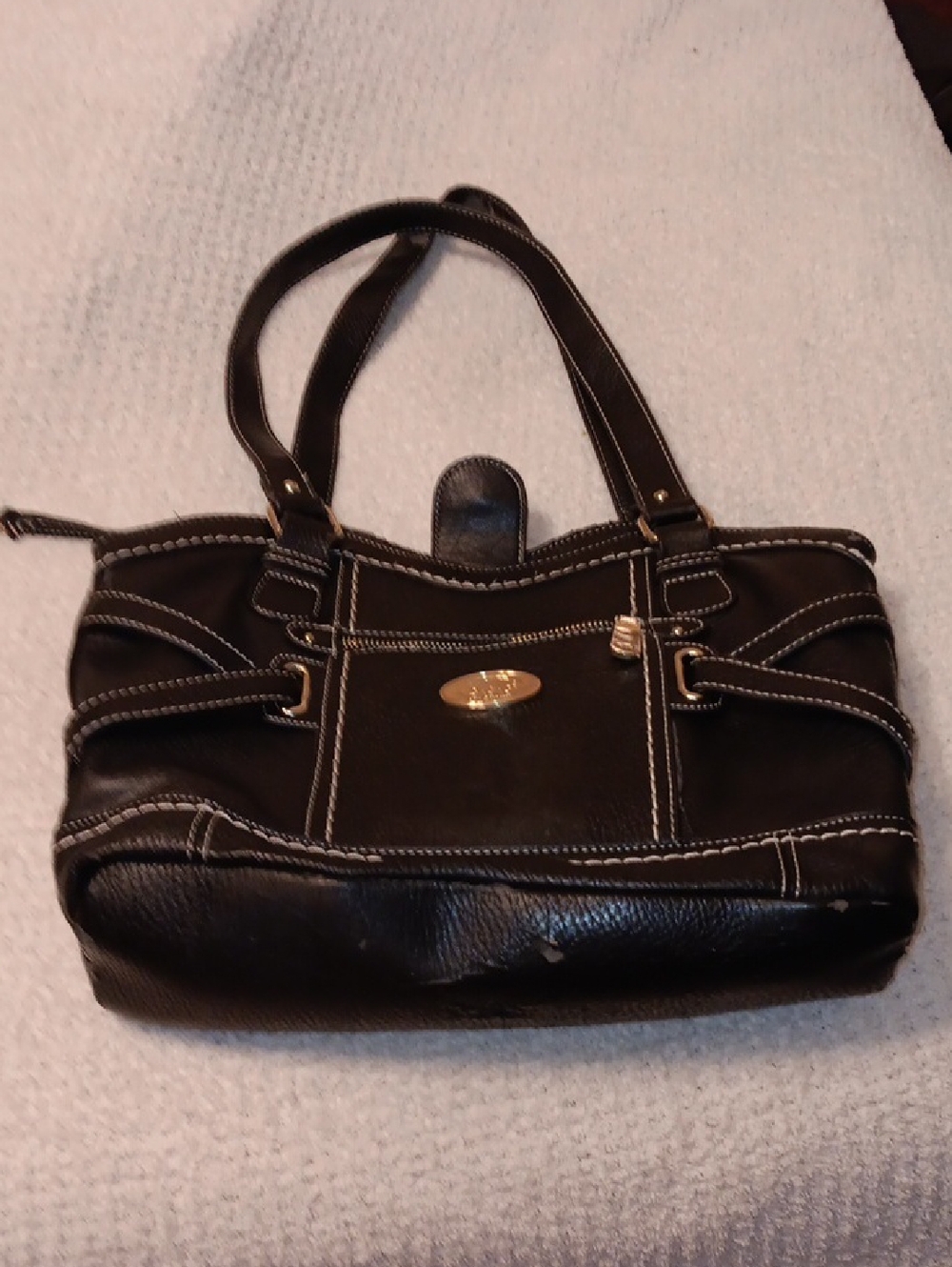 Black Women’s Tote Bag with Contrast Stitching